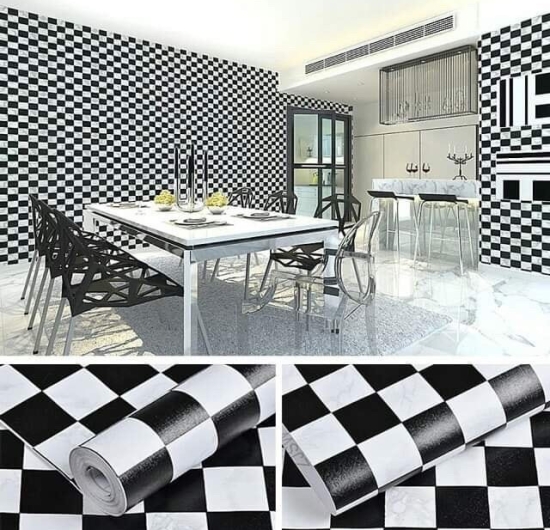 Decal tường hoa văn 0.9m 5012 ( ô đen trắng)