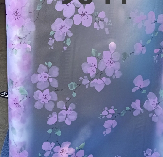 Decal kiếng hoa văn 9541/E842 (Hoa đào tím)